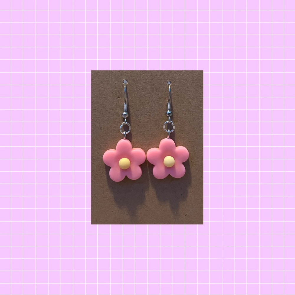 Pink flower earrings
